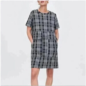 Zara Black and White Plaid Dress size small
